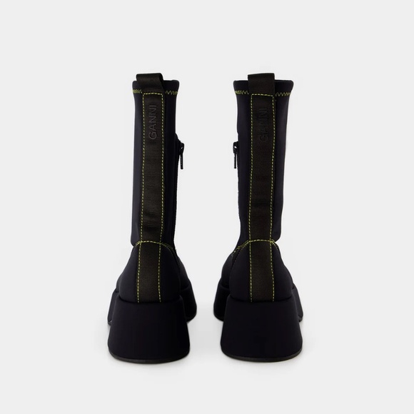 Black Ganni Platform Ankle Boot 7 - Picture 2 of 8